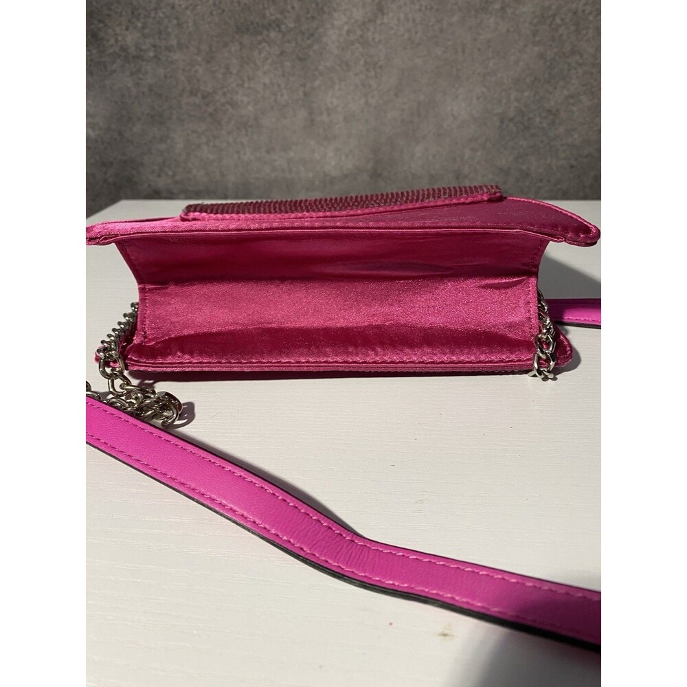 ALDO Hot Pink Rhinestone Handbag Mini Top Handle Bag With Chain Crossbody Strap - Picture 8 of 14